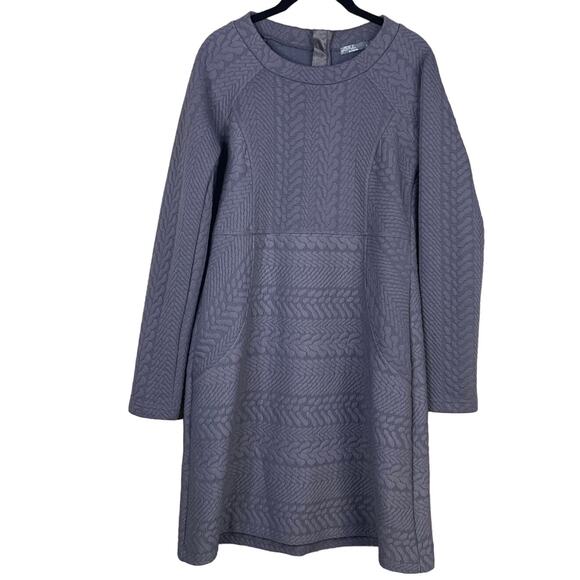 prAna Macee Gray Textured Jacquard Long Sleeve Shift Dress Size Small - Picture 1 of 7
